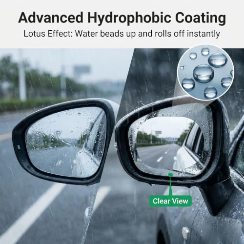 2 PCS Car Rearview Waterproof Films, PET Rainproof Anti Glare & Fog Side Mirror Sticker, Oval HD Protective Sticker for Safe Driving, Universal for Most Cars SUVs Trucks (Transparent)