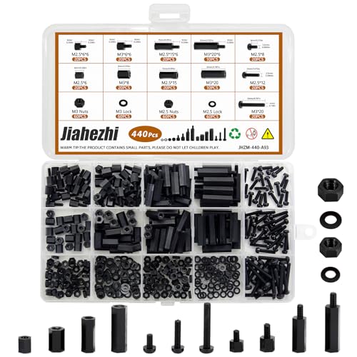 440 PCS Nylon Hex Standoffs & Screws Kit, M2.5 & M3 Male/Female Spacers for PCB & Motherboard Assembly for Electronics Projects - size: M2.5 & M3