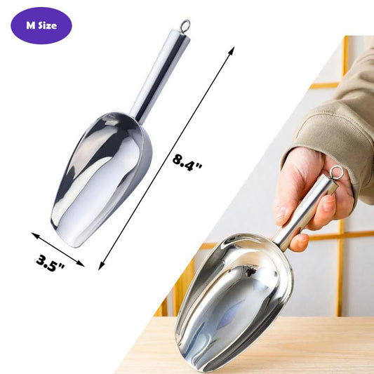 Set of 1 Ice Scoop, Stainless Steel Kitchen Ice Scoop for Canisters or Ice Maker, Food Scoops for Canisters, Freezer, Flour, Dry Foods, Coffee Beans, Pop Corn, Pet Dog Cat Food (Stainless Steel-M) - color: Stainless Steel-M