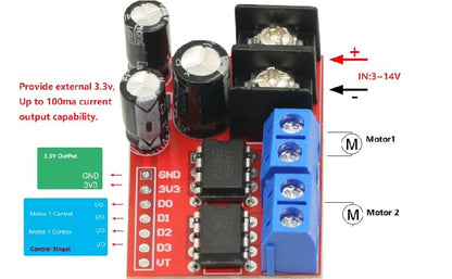 2PCS H Bridge Remote Control 5A 3V-14V Dual DC Motor Controller Drive Module Voltage Reverse PWM Speed Regulation Double