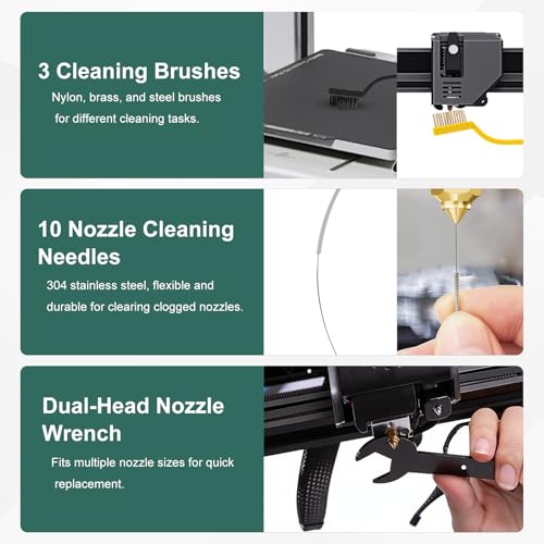 3D Printer Tools Kit, 100pcs 3D Printer Accessories for All FDM/SLA Printers Includes Deburring Tool,Cleaning Kit, Sanding Kit, Nozzle Cleaning Needles, Scraper Tools, Maintenance kit, Brushes