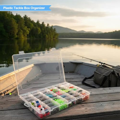 Guyuyii 4 Pack 36-Grid Plastic Clear Organizer Box with Adjustable Dividers - size: 4 Pack 36 Compartments