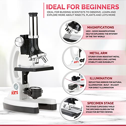 AmScope M30-ABS-KT1-W-I 1200X Microscope Kit - Includes Science