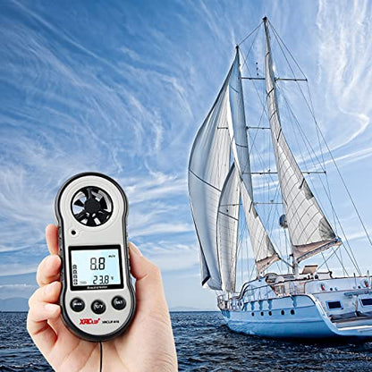 Digital Wind Speed & Temperature Anemometer, handheld Wind Gauge for Shooting, Windsurfing, Hunting - Gray - color: Gray