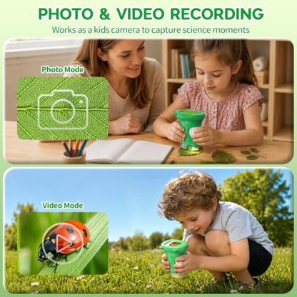 WINWEND Handheld Kids Microscope 1000X Pocket Microscope for Photo and Video Portable Science Kits STEM Toys – Christmas/Birthday Gifts for Girls & Boys Ages 3-12 - color: Green
