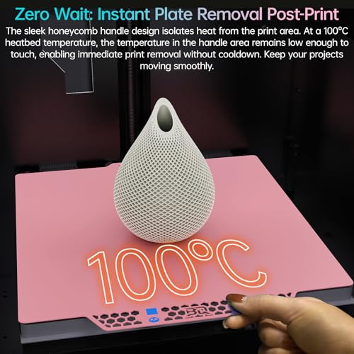 BIQU CryoGrip Pro Glacier Pink Compatible with Bambu-Lab P1S/P1P/P2S/X2D/X1C/X1E/A1 3D Printers 257x257MM Panda Build Plate Double Sided Upgrade Removable Surface Platform - color: Glacier-Pink, size: P1/P2/X1/A1/X2D
