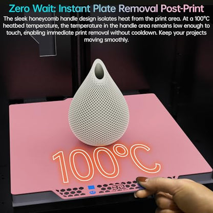 BIQU CryoGrip Pro Glacier Pink Compatible with Bambu-Lab P1S/P1P/P2S/X2D/X1C/X1E/A1 3D Printers 257x257MM Panda Build Plate Double Sided Upgrade Removable Surface Platform - color: Glacier-Pink, size: P1/P2/X1/A1/X2D