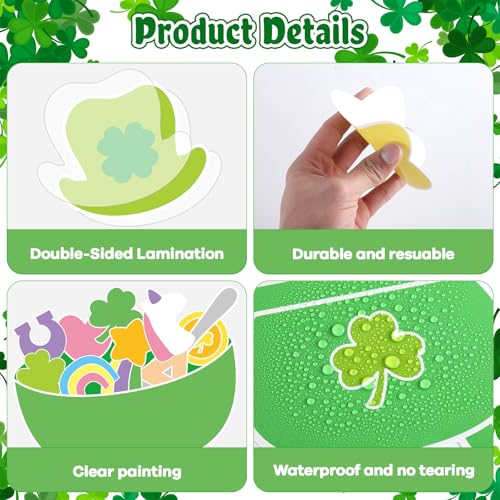 St. Patrick's Day Bulletin Board Set March Classroom Decorations Lucky Shamrock Unicorn Paper Cutouts St. Patrick's Day Green Bulletin Board Borders for School Wall Door Decor - style: Luck to Teach You