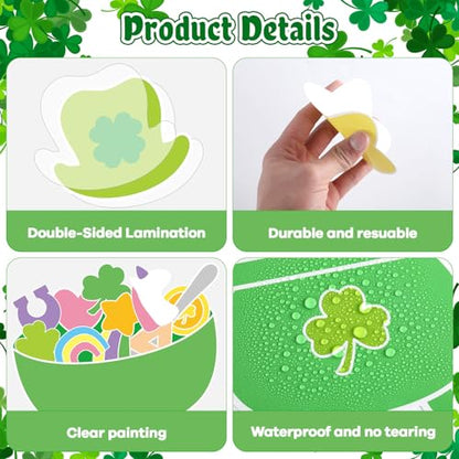 St. Patrick's Day Bulletin Board Set March Classroom Decorations Lucky Shamrock Unicorn Paper Cutouts St. Patrick's Day Green Bulletin Board Borders for School Wall Door Decor - style: Luck to Teach You