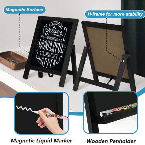 4 THOUGHT Small Tabletop Magnetic Chalkboard Signs 9.5" x 14", Black - color: Black