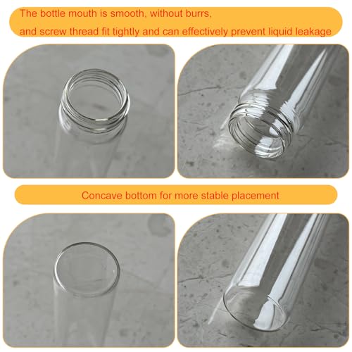 6PCS 80ml Clear Glass Flat Test Tubes with Screw Caps and Plastic Stoppers - color: with Aluminium Caps, size: 80ml