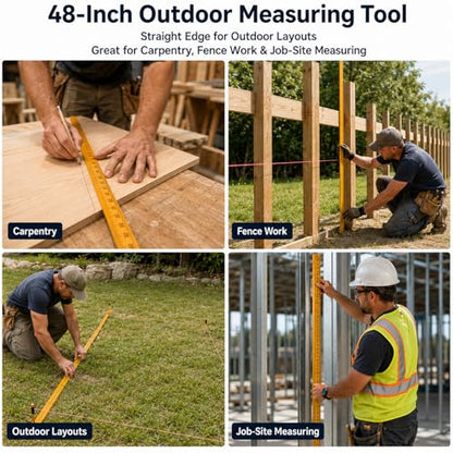 3Pcs 48 inch Yard Stick Wooden Ruler Yard Sticks Yellow Metric Ruler Straight Edge with Smooth Edges Rulers Bulk Double Sided Meter Sticks for Classroom Sewing Home Office Tailor Craft