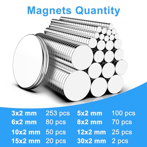 Magnets, 8 Different Sizes Small Round Magnetic 600 Pack - size: Mix-8 Sizes