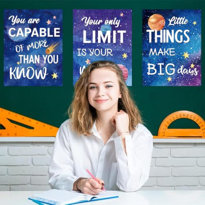 DUAIAI 13 Pieces Space Themed Classroom Decor Posters - color: Space