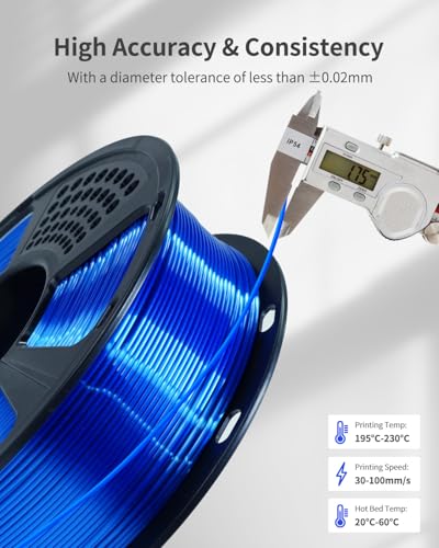 Silk PLA Filament 1.75mm, Metallic Shiny Royal Blue 3D Printer Filament, 1kg Spool (2.2lbs), Dimensional Accuracy +/- 0.02 mm, Vacuum Packaging - color: Silk Royal Blue
