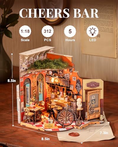 Rolife Bar DIY Miniature House Kit with LED Light - color: Cheers Bar