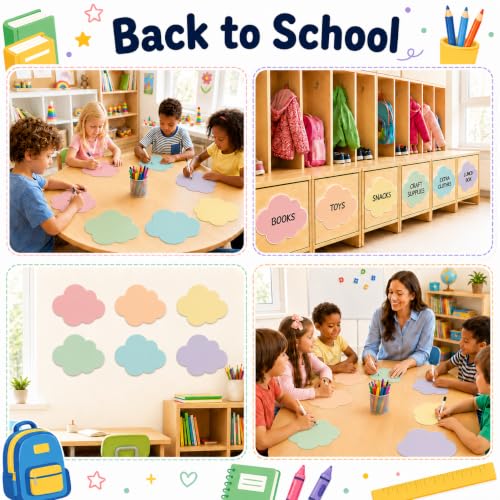Cinrobiye 24 Pcs Dry Erase Stickers for Classroom Tables, Reusable Writable Decals with 2 Scrapers, Waterproof Dry Erase Spots for Desks, Whiteboards, Walls, Teacher Classroom School Supplies - color: Cloudful