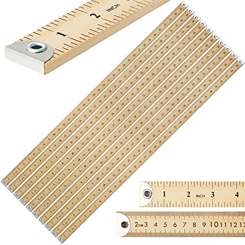 Hoteam 10 Pcs Wooden Yardstick 36 in Meter Ruler with Hang Hole, Wood Color - color: Wood Color