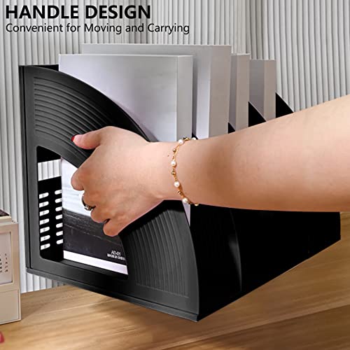 Marte Vanci Magazine File Holder Vertical PP Folder Book Desktop Organizer Plastic Storage Sturdy Vertical 4 Section Folder Black - color: Black 4 Section