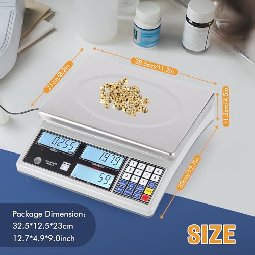 Bonvoisin Industrial Counting Scale Digital Scale for Parts and Coins kg/g/lb Electronic Gram Scale Inventory Counting Scale Industrial Parts Coins Piece Counting Scale (30kg/66lb, 1g) - size: 30 kg, 1 g