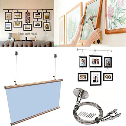 4 Disc for LED Panel Light Billboards DIY Mounting Clamp Ceiling Mount Gallery Large Picture Wire Disc Fittings Hanging System Hanger Stainless Steel Wire is Suitable for Hanging Art Projects