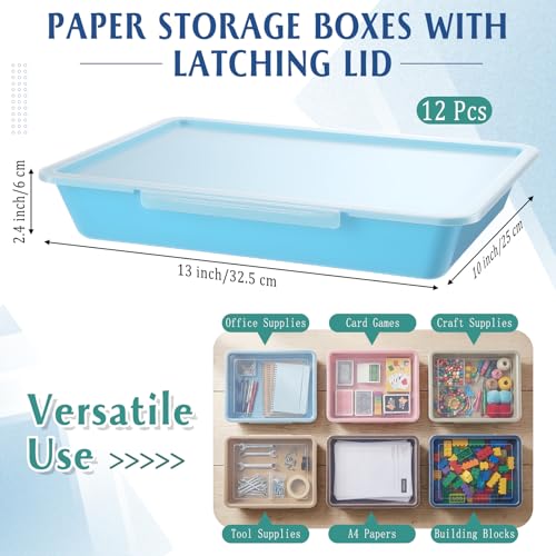 Tinlade 12 Pcs Classroom Paper Storage Bins with Lids, Morandi, 13x10in - color: Morandi