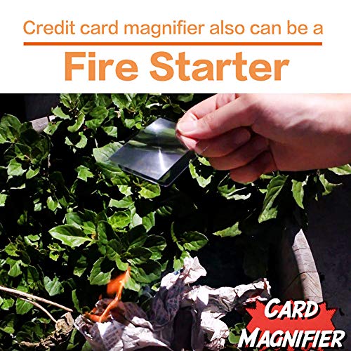 MagDepo 6 Pack Credit Card Size Magnifier Ruler Fresnel Lens Fire Starter Compact Plastic Magnifying Lens Wallet Pocket Magnifier for Reading Small Print, Maps, and Books -Red - color: Red