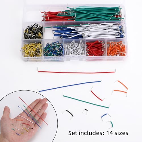 840Pcs Breadboard Jumper Wires Kit,PCB Breadboard Connecting Line Cables,14 Vaules 2-125mm Solderless Flexible Breadboard Wire Kit,Circuit Board Breadboard Wires Assortment