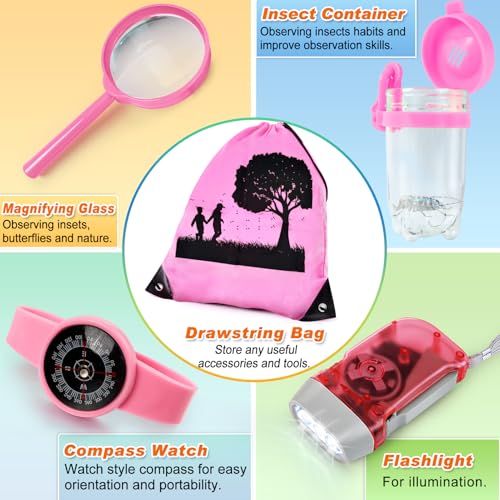 YOPINSAND Kids Explorer Kit & Bug Catcher Kit, Kids Outdoor Exploration Set - color: Pink