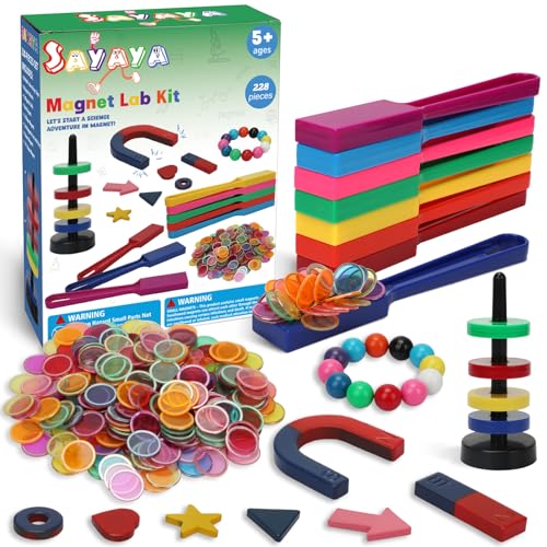 SAYAYA 228 PCS Magnetic Science Kit for Kids - Magnetic Balls, Bingo Wands with Chips, STEM Learning Set Magnet Toys for Classroom, Back to School Supplies, Educational Activities Gift for Boys Girls - size: 228 PCS