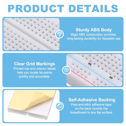 MECCANIXITY Breadboard Kit w/Power Supply Module 830 Tie-Points Breadboard