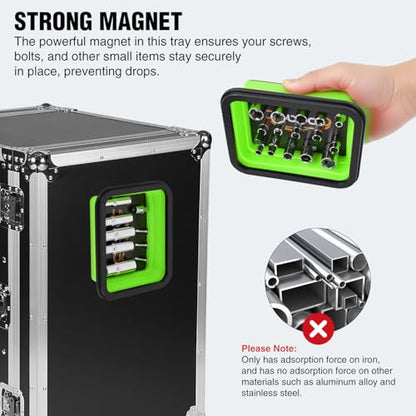 GOOACC 3 Sizes Collapsible Magnetic Parts Tray Set Green - color: Green