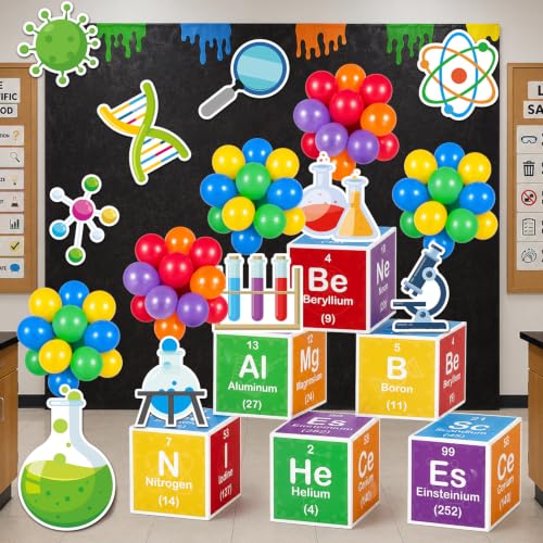 66Pcs Science Lab Party Decoration Pre-Folded Cardstock Kit Colorful - color: Colorful