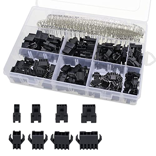 380 Pcs 2.54mm Pitch 2 3 4 5 Pin JST SM Connectors Male/Female Plug Housing Pin Header Crimp Terminals Assortment Kit - size: 380Pcs