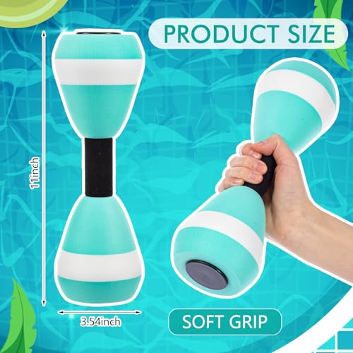 Seenelling Water Aerobics Set for Adults Neoprene Swim Gloves 2 Foam Aquatic Dumbbells Pool Exercise Equipment Water Weights for Aquatic Fitness Low Impact Pool Workouts - color: Mint Green