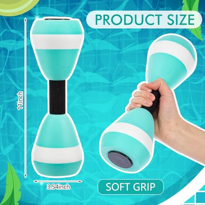 Seenelling Water Aerobics Set for Adults Neoprene Swim Gloves 2 Foam Aquatic Dumbbells Pool Exercise Equipment Water Weights for Aquatic Fitness Low Impact Pool Workouts - color: Mint Green