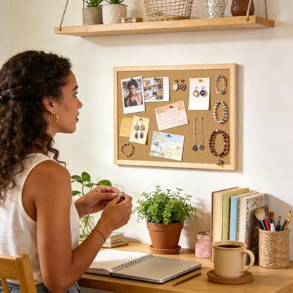 2 Pcs Small Cork Board, 17.7''x13.3'', Wooden Framed - color: Wood