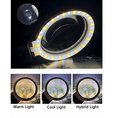 Magnifying Glasses with Light and Stand, 10X 25X Handheld Lighted Magnifier, Large Standing Magnifying Glass with 32 LED Lights for Close Work Coin Stamp Collection