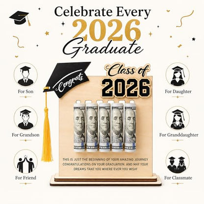 KATINAT Class of 2026 Graduation Money Holder 2026, Wooden Graduation Money Cash, Unique Graduate Gifts for Him Her Daughter Son Seniors, Graduation Gifts - color: Class Of 2026