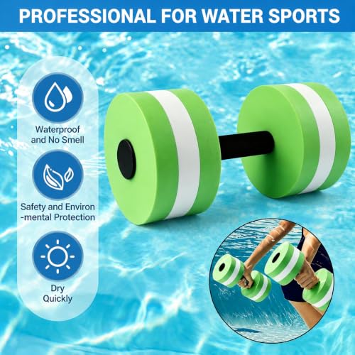 2Pc Water Dumbells Water Aerobic Exercise Foam Dumbbell Pool Resistance Aquatic Dumbbell EVA Yoga Barbell Exercise Fitness Equipment Exercises Equipment for Weight Loss - color: Green