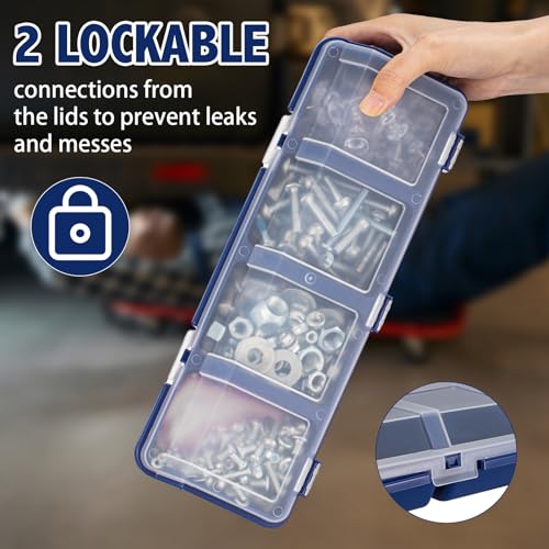 Hushee 4 Pcs Screw Organizer Box with Lid 4 Compartments, Blue, Red - color: Blue, Red