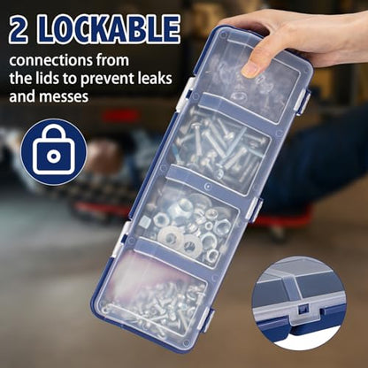 Hushee 4 Pcs Screw Organizer Box with Lid 4 Compartments, Blue, Red - color: Blue, Red