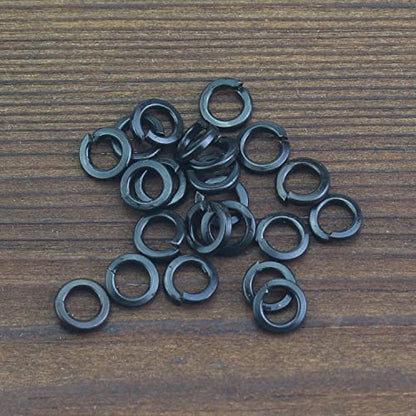 HELIFOUNER 300 Pieces 8.8 Grade Alloy Steel M3 Split Lock Washers, Spring Lock Washers for Screws Bolts, Black - color: Black, size: M3 (300 PCS)
