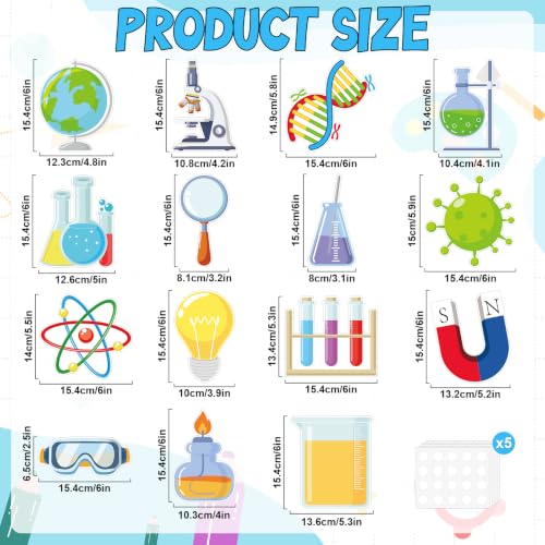 45Pcs Science Cutouts Scientist Bulletin Board Set Science Project Board Decor Chemistry Laboratory Paper Cutouts for Classroom School Wall Decoration