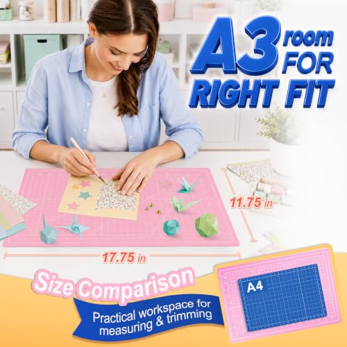 JETMORE Cutting Mat, 12"x18" Cutting Mat for Sewing, Grid Lines Craft Mats - color: Light Pink