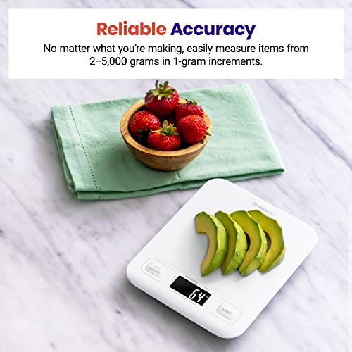 Etekcity Food Kitchen Scale, Digital Grams and Ounces for Weight Loss, Baking, Cooking, Keto and Meal Prep, LCD Display, Medium, White - color: White