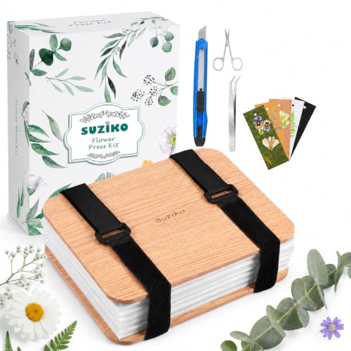 Professional Flower Press Kit 6 Layers 6.3 x 8.3 inch, Flower Pressing Kit for Adults Kids, Leaf Press,Great Gift Valentine's Day - color: wood