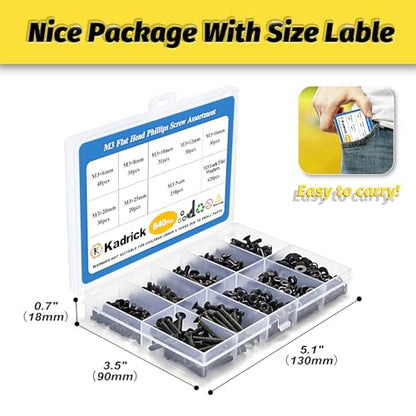 KADRICK 840Pcs M3 Countersunk Screws,M3 Flat Head Screws Length of 6MM-25MM - size: M3 840Pcs 6-25mm