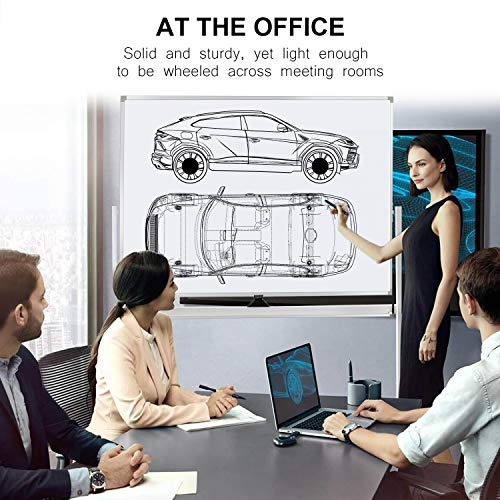 Mobile Whiteboard on Wheels, 48"x36" Double-Sided Magnetic Dry Erase Board - Flipchart Easel for Office, Classroom & Home, Rolling Stand with Easy Flip Feature - size: 48"W x 36"H