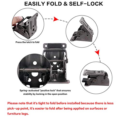 TopDirect 4 Pack Locking Hinge for Folding Table Brackets (Black) - color: Black, size: 4 Pack